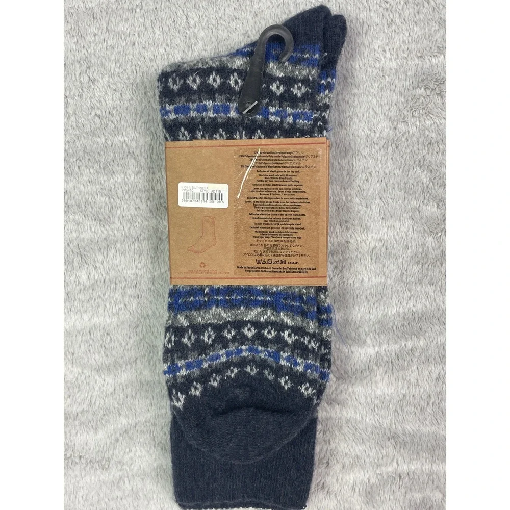 NWT J.Crew Men's Boot Socks Lambswool Blend Fair Isle Blue Grey One Size BD115